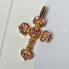 Chrome Hearts 크롬하츠 베이비 필리그리프 팬던트 22K골드 (천연핑크사파이어셋팅)