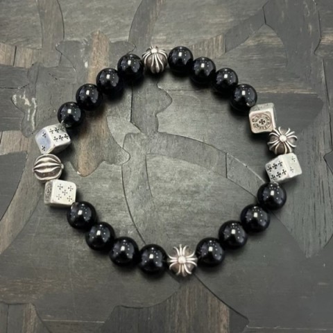 Chrome Hearts 크롬하츠 다이스 크로스볼 비즈 팔찌